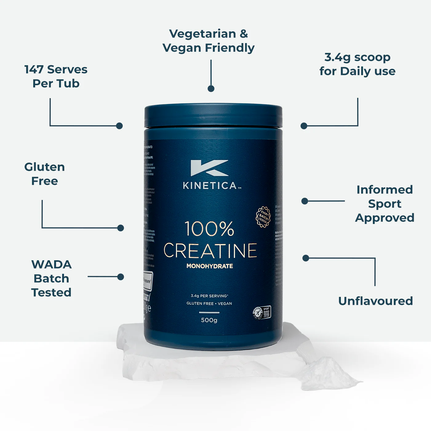 100% Creatine Monohydrate Powder - Unflavoured 500g - Image 3